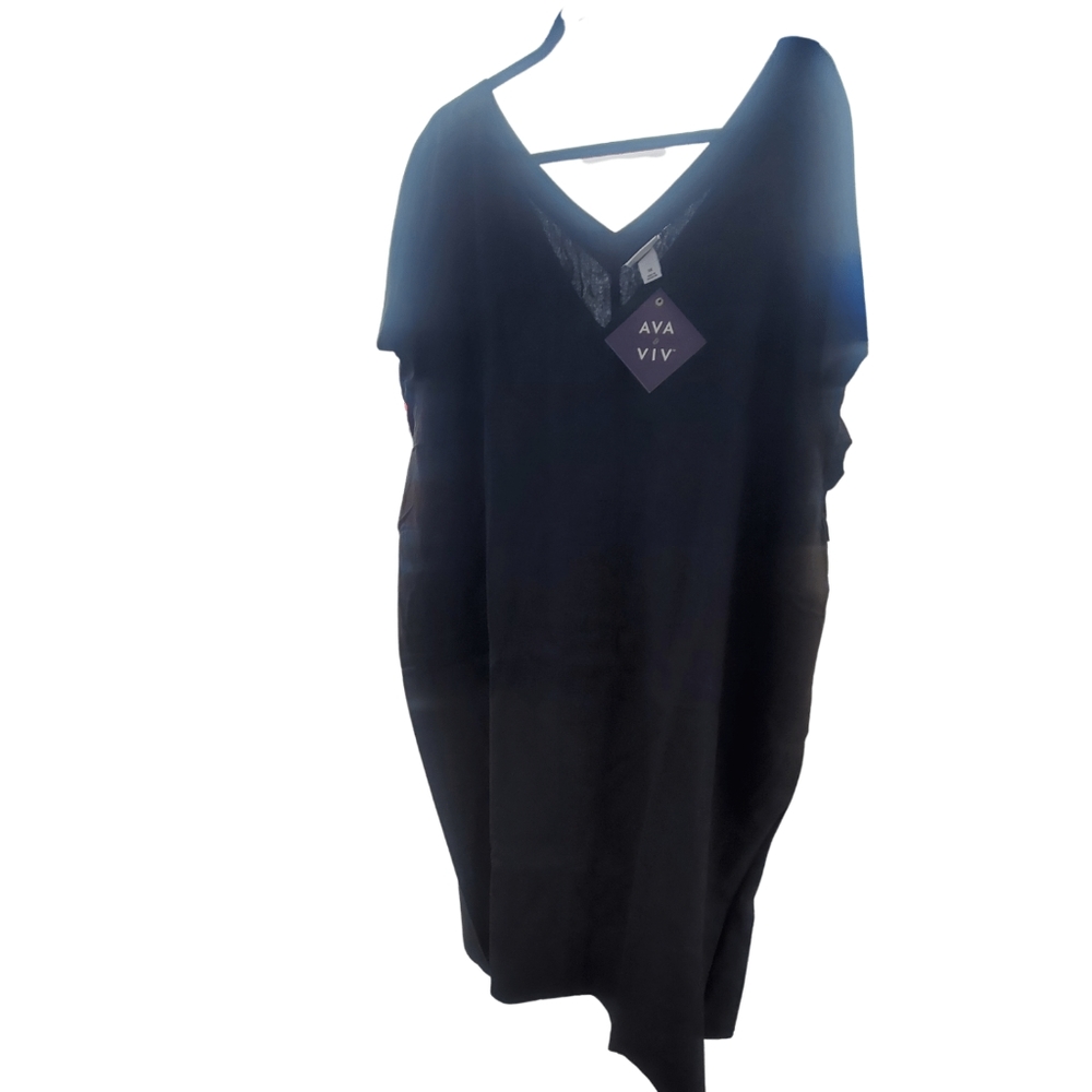 Ava & Viv Women's Black Plus Size Dolman Short Sleeve Dress Size 3X.